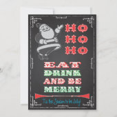 ブラックボードレトロサンタホリデーパーティー招待状 招待状 (裏面)