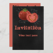 ブラックボード上のトマトのチョークスケッチ 招待状 (正面/裏面)