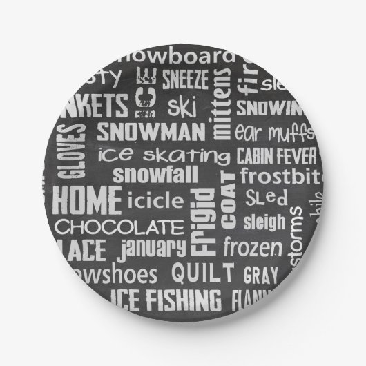 ブラックボード上の冬の雲 ペーパープレート (正面)