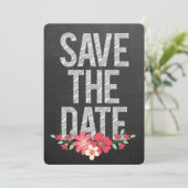 ブラックボード風フラワーSave the Dateタイポグラフィ 招待状 (スタンド正面)