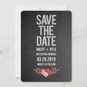 ブラックボード風フラワーSave the Dateタイポグラフィ 招待状 (裏面)