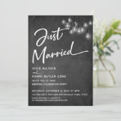 ブラックボード エジソンライト モダン 新婚 招待状 (スタンド正面)