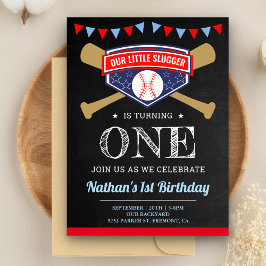 ブラックボード 野球 1歳 誕生日パーティー インビテーションポストカード