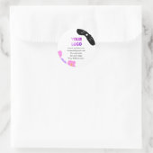 ブラックボーピンクパープルフローラを追加ロゴのビジネス詳細 ラウンドシール (バッグ)