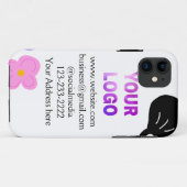 ブラックボーピンクパープルフローラを追加ロゴのビジネス詳細 Case-Mate iPhoneケース (裏面(横))