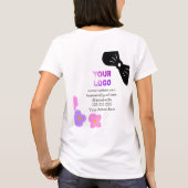 ブラックボーピンクパープルフローラを追加ロゴのビジネス詳細 Tシャツ (裏面)
