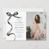 ブラックボーフォトスウィート16誕生日招待状 招待状 (正面)