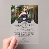 ブラックボーフォト卒業パーティー アクリル招待状 (インサイチュ (ポータブル))