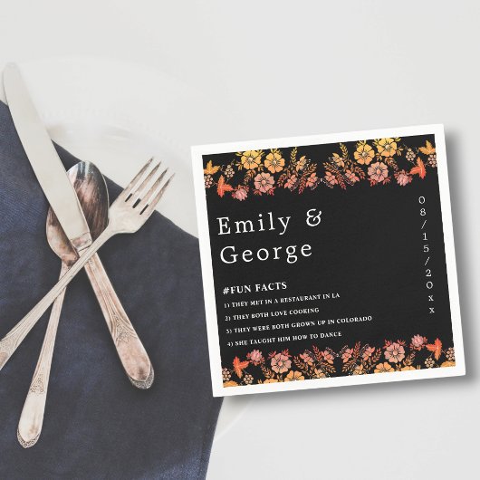 ブラックボーホネオンバラロマンチックフローラ結婚ズ スタンダードカクテルナプキン