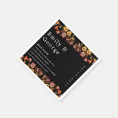 ブラックボーホネオンバラロマンチックフローラ結婚ズ スタンダードカクテルナプキン (角)