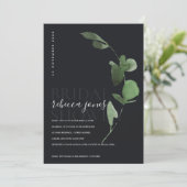 ブラックボーホユーカリ葉ブライダルシャワー招待状 サンキューカード (スタンド正面)