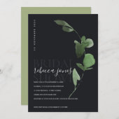 ブラックボーホユーカリ葉ブライダルシャワー招待状 サンキューカード (正面/裏面)