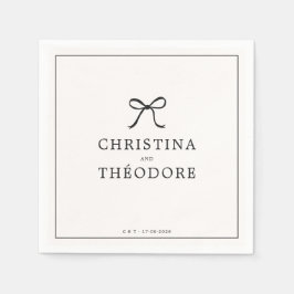 ブラックボーミニマリストエレガントなウェディングナプキン スタンダードカクテルナプキン