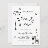 ブラックボーミニマリスト21歳の誕生日パーティー 招待状 (正面)