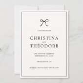 ブラックボーミニマルエレガントリスト日付の保存 招待状 (正面)