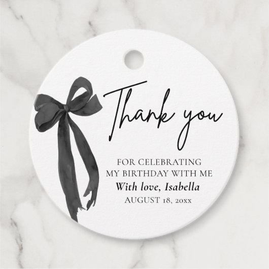 ブラックボーモダンコケット誕生日ありがとう フェイバータグ (正面)