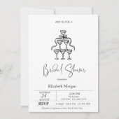 ブラックボーリボンドットブライダルシャワー 招待状 (正面)