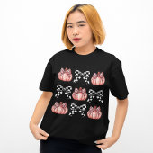 ブラックボー市松模様にコケットピンクヒョウかぼちゃ Tシャツ