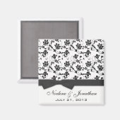 ブラックボー結婚ズのフラワーマグネット マグネット (正面/裏面)