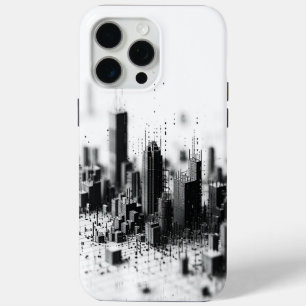 ブラックポインティリズム単色都市構造 iPhone 15 PRO MAXケース