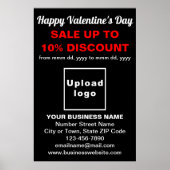 ブラックポスターにビジネスのバレンタインデーの販売 ポスター (正面)