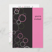 ブラックポストカードにシャンパンの泡 インビテーションポストカード (正面/裏面)