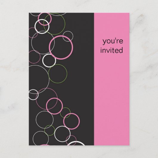 ブラックポストカードにシャンパンの泡 インビテーションポストカード (正面)