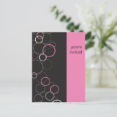 ブラックポストカードにシャンパンの泡 インビテーションポストカード (スタンド正面)