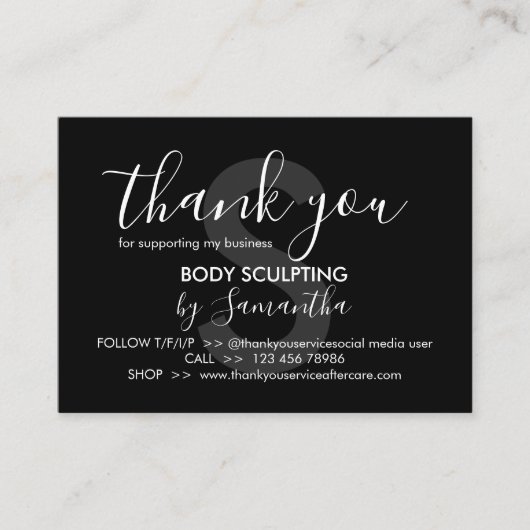 ブラックポスト体スカルプトアフターケアありがとう 名刺 (正面)