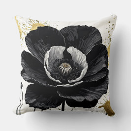 ブラックポピーと金ゴールド（ばちゃばちゃ）跳ねる クッション
