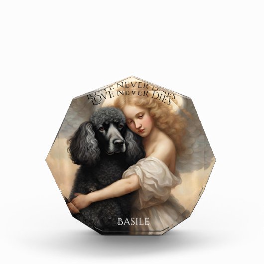 ブラックポフランスのードルラブ決して死なないメモリアル フォトブロック (正面)