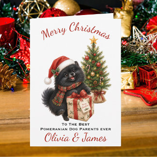 ブラックポメラニアンの犬の親のためのクリスマスカード カード