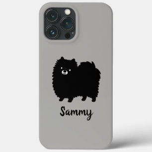 ブラックポメラニアン かわいい カートゥーン 犬 カスタム iPhone 13 PRO MAXケース
