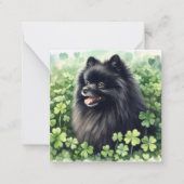 ブラックポメラニアン セントパトリックデー ノートカード (正面)