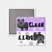 ブラックポメラニア犬クリーン汚れ食洗機磁石 マグネット (正面/裏面)