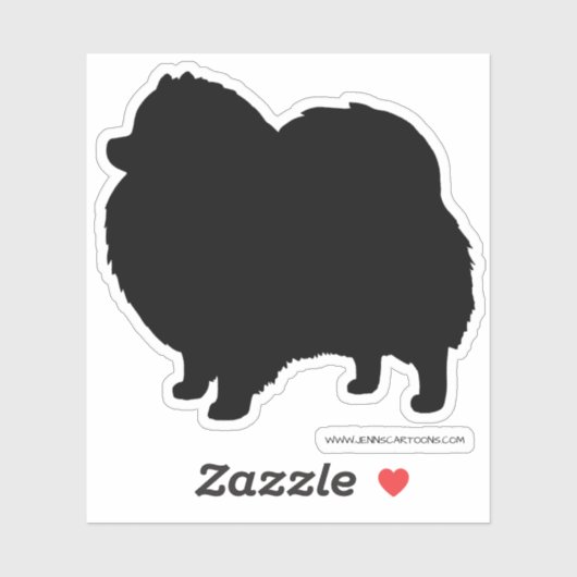 ブラックポメラニア犬シルエット可愛い犬種 シール (シート)