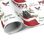 ブラックポメラニア犬ドッグインクリスマス抱き枕 ラッピングペーパー (ロールコーナー)