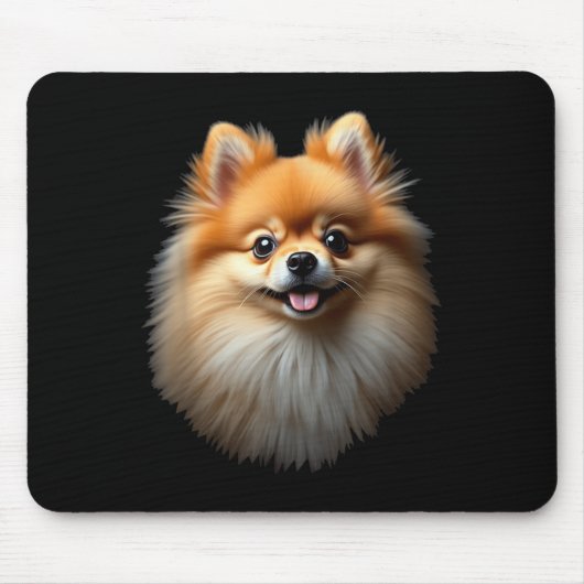 ブラックポメラニア犬ドッグポム顔 マウスパッド (正面)