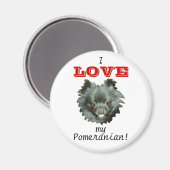 ブラックポメラニア犬 – 私のポメラニア犬が大好き！ マグネット (正面/裏面)