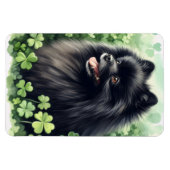 ブラックポメラニア犬St patricks dayフレキシブル マグネット (横)