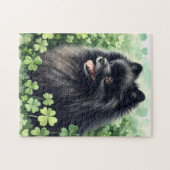 ブラックポメラニア犬St patricks day ジグソーパズル (横)