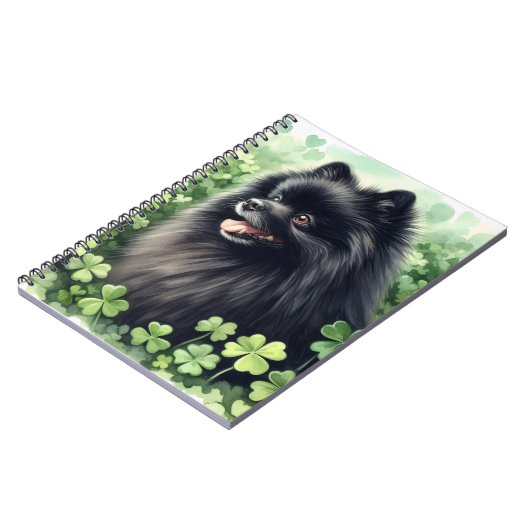 ブラックポメラニア犬St patricks day ノートブック (左側)