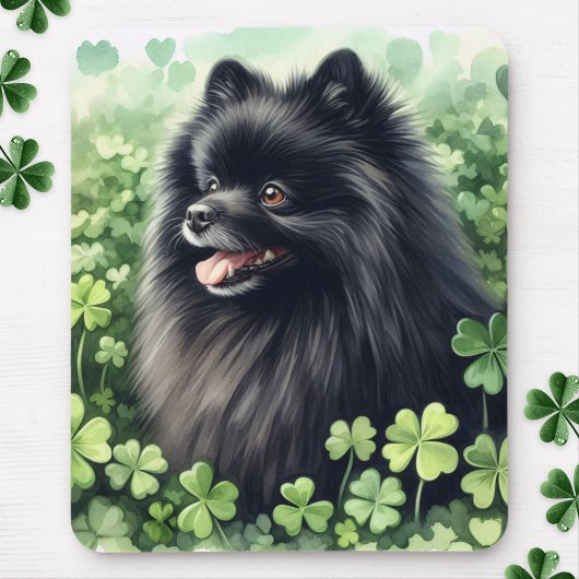 ブラックポメラニア犬St patricks day マウスパッド
