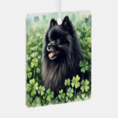 ブラックポメラニア犬St patricks day メタルオーナメント (正面右)