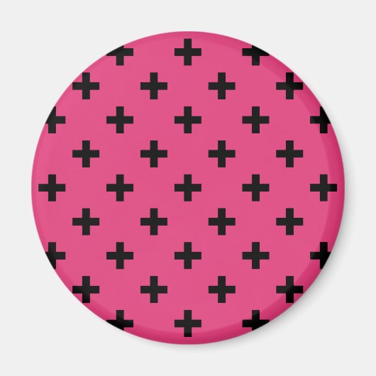ブラックポルカクロス明るい赤紫色 マグネット (正面)