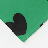 ブラックポルカハートオンケリーグリーン フリースブランケット (角)