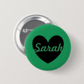 ブラックポルカハートオンケリーグリーン 缶バッジ (正面&裏面)