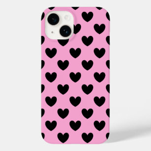 ブラックポルカハートオンコットンキャンディピンク Case-Mate iPhone 14ケース