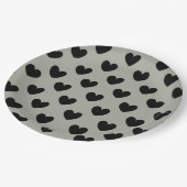 ブラックポルカハートオンプシウィローグレー ペーパープレート (アングル)