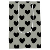 ブラックポルカハートオンプシウィローグレー ミディアムペーパーバッグ (裏面)